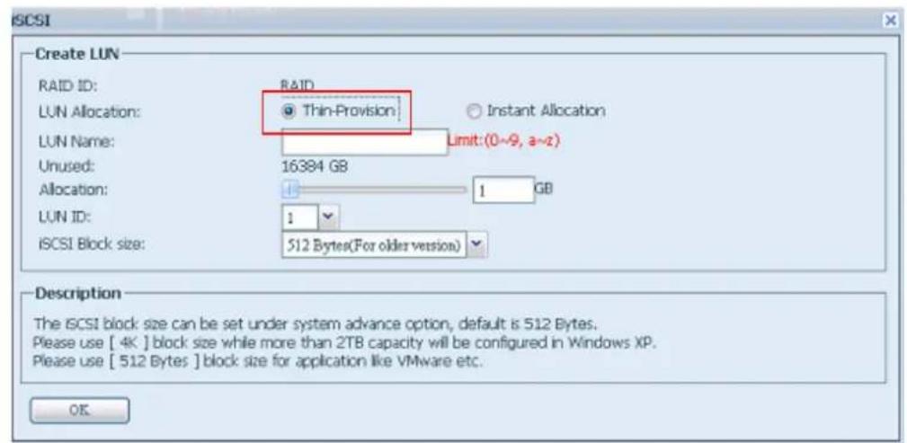 Thecus N12000PRO - iSCSI Thin-Provisioning - 1