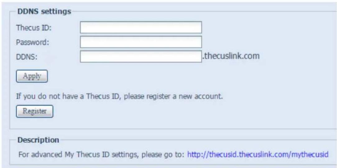 Thecus N12000PRO - - Create free DDNS for your Thecus NAS: - 1