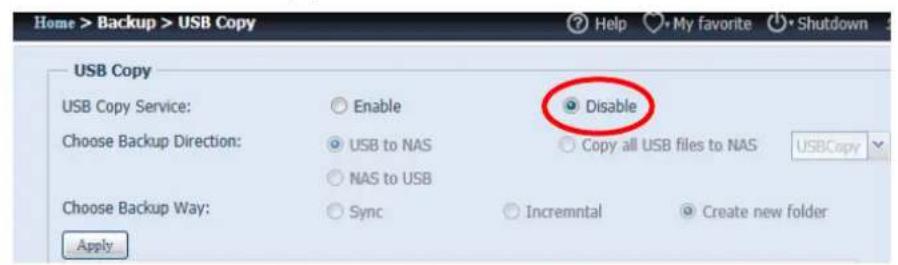 Thecus N12000PRO - Disable USB Copy - 1
