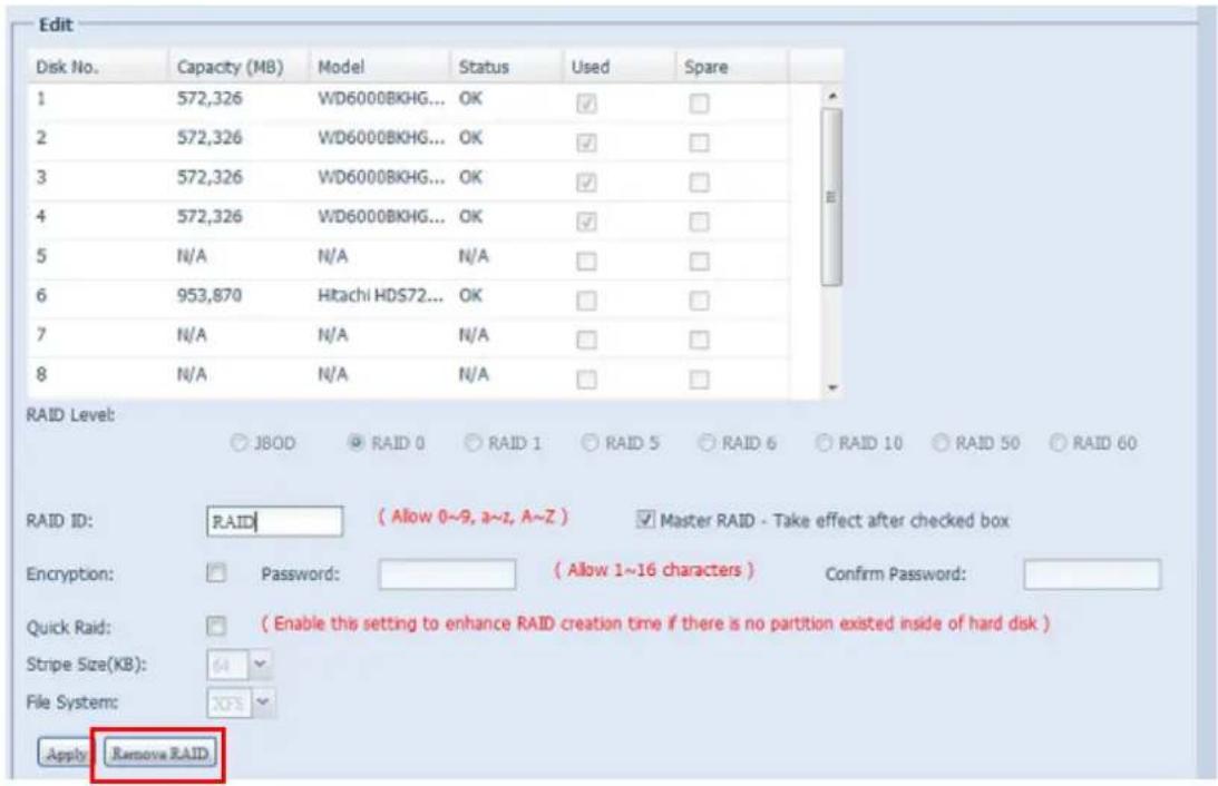 Thecus N12000PRO - Remove RAID - 1