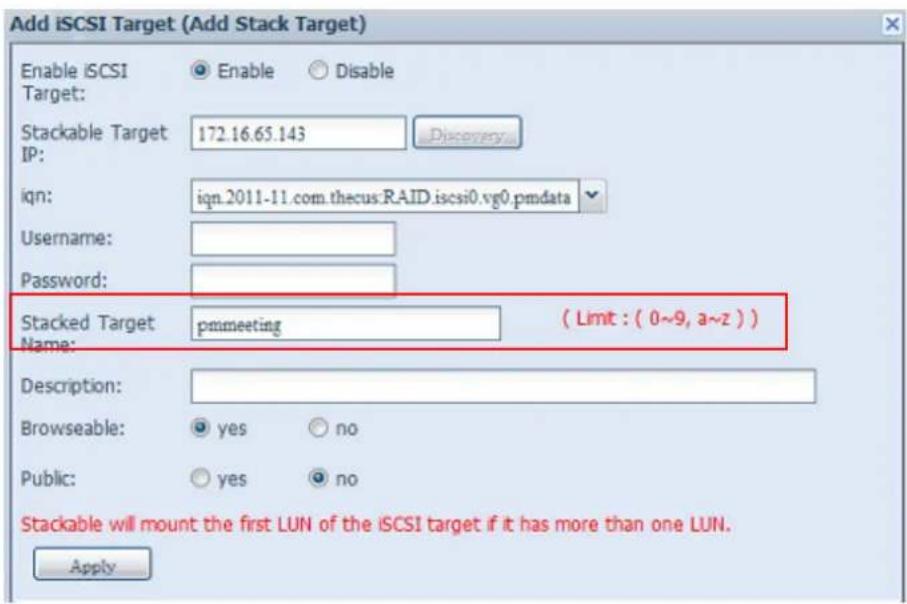 Thecus N12000PRO - Add a Stack Target Volume - 3