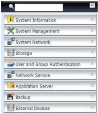 Thecus N12000PRO - Menu Bar - 1