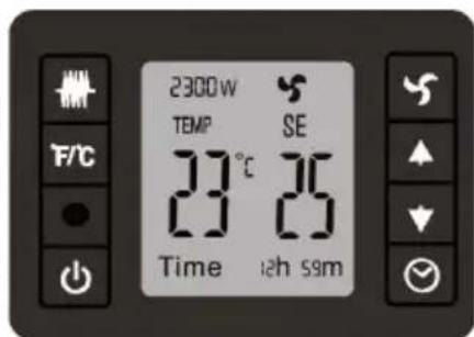 2300W TEMP SE 23.0°C 25 Time 12h 55m