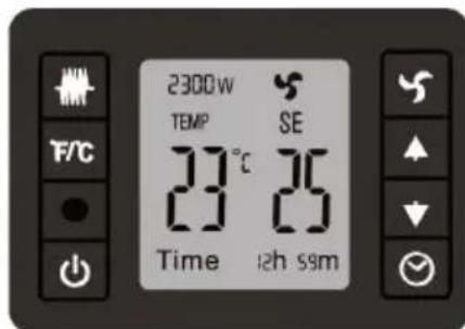 2300W TEMP SE 23°C 25 Time 12h 55m