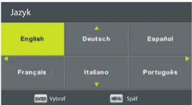 Jazyk English Deutsch Español Français Italiano Português ENTER Vybrat MENU Spät