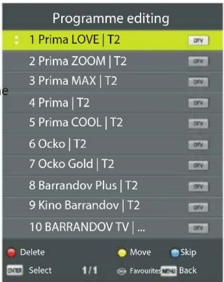 Programme editing 1 Prima LOVE | T2 2 Prima ZOOM | T2 3 Prima MAX | T2 4 Prima | T2 5 Prima COOL | T2 6 Ocko | T2 7 Ocko Gold | T2 8 Barrandov Plus | T2 9 Kino Barrandov | T2 10 BARRANDOV TV | ...