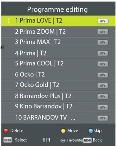 Programme editing 1 Prima LOVE | T2 2 Prima ZOOM | T2 3 Prima MAX | T2 4 Prima | T2 5 Prima COOL | T2 6 Ocko | T2 7 Ocko Gold | T2 8 Barrandov Plus | T2 9 Kino Barrandov | T2 10 BARRANDOV TV | ...