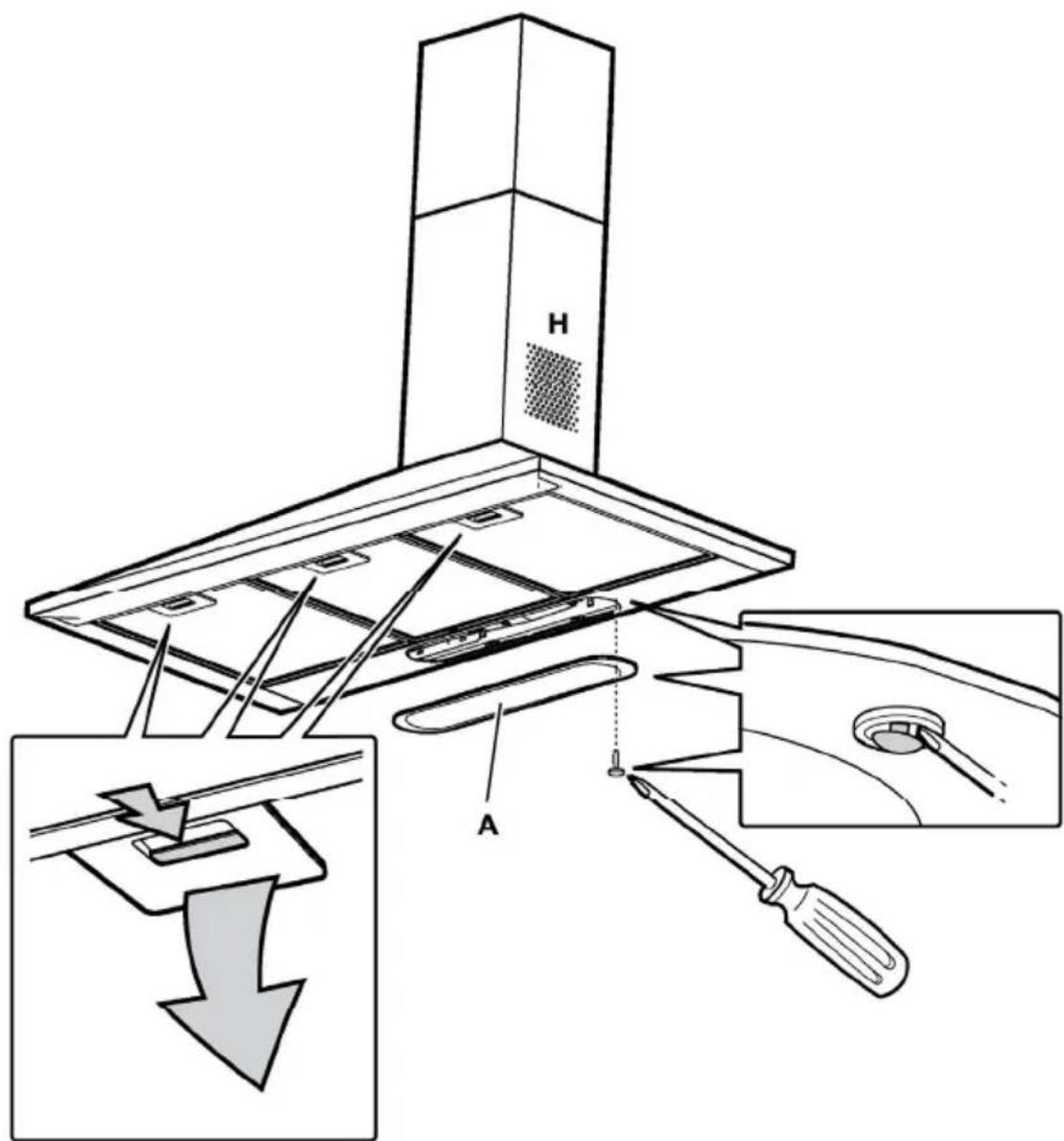 Technical diagram illustrating a mechanical assembly with labeled components and directional arrows, including a tool and component details.
