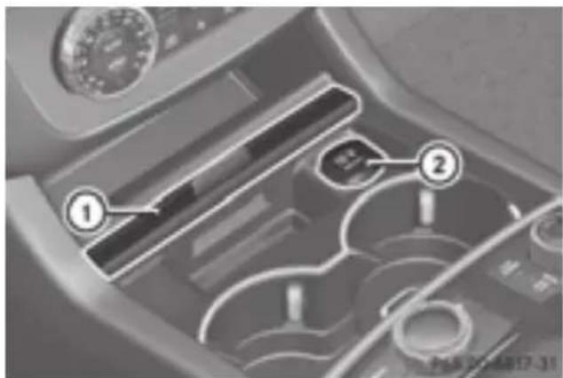 Mercedes-Benz GL 450 (2015) - Socket in the front-compartment center console - 1