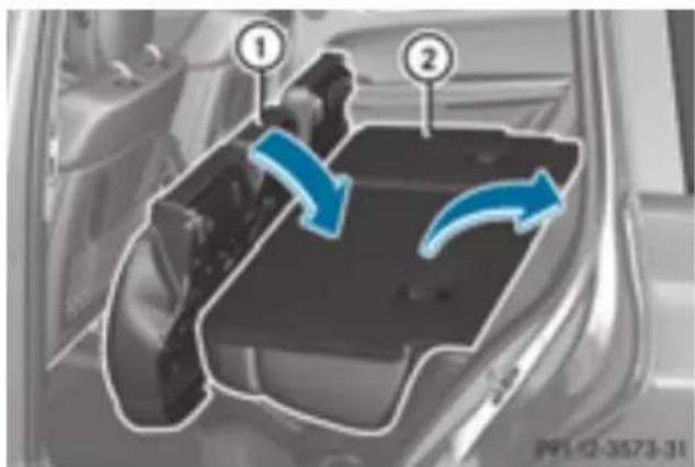 Mercedes-Benz GL 450 (2015) - Folding the rear bench seat back - 1
