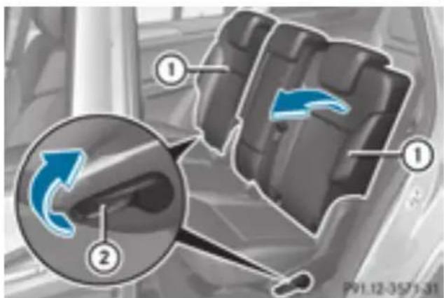 Mercedes-Benz GL 450 (2015) - Adjusting the backrest angle (second tion display. row of seats) If you fold - 1