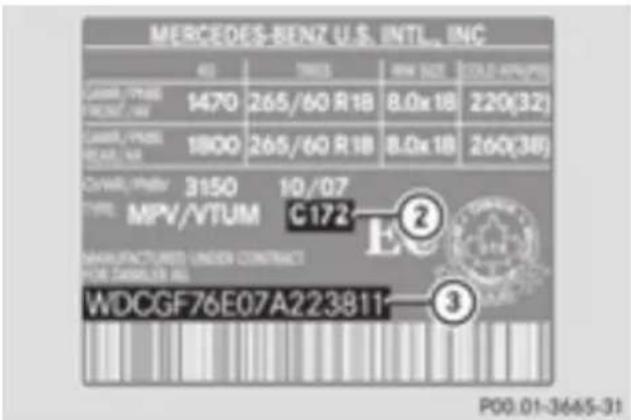 Mercedes-Benz GL 450 (2015) - Identification plates - 3