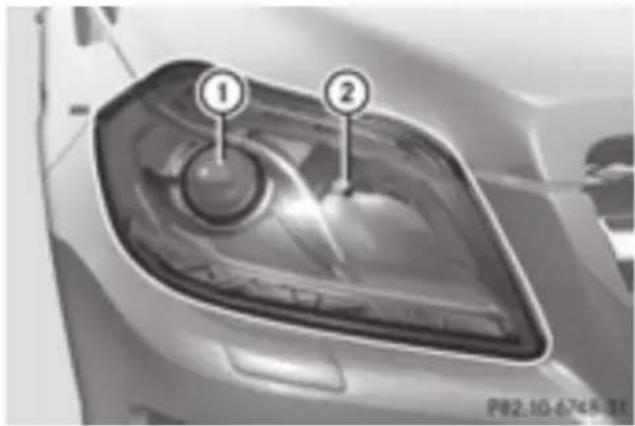 Mercedes-Benz GL 450 (2015) - Overview: changing bulbs/bulb types - 1
