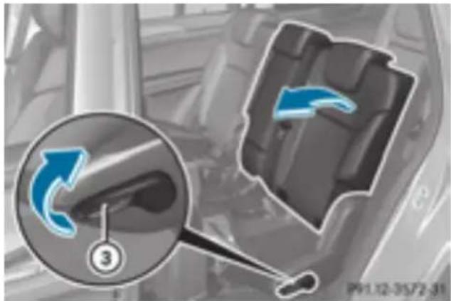 Mercedes-Benz GL 450 (2015) - Folding the rear bench seat forwards - 2