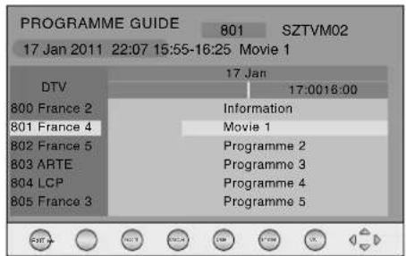 PROGRAMME GUIDE 801 SZTVM02 17 Jan 2011 22:07 15:55-16:25 Movie 1 DTV 17 Jan 17:0016:00 800 France 2 Information 801 France 4 Movie 1 802 France 5 Programme 2 803 ARTE Programme 3 804 LCP Programme 4 805 France 3 Programme 5