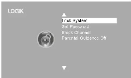LOGIK Lock System Set Password Block Channel Parental Guidance Off
