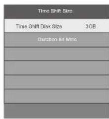 Time Shift Size Time Shift Disk Size 3GB Duration 54 Mins