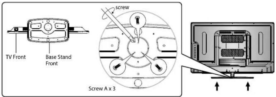 TV Front Base Stand Front screw Screw A x 3