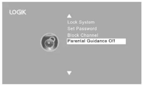 LOGIK Lock System Set Password Block Channel Parental Guidance Off