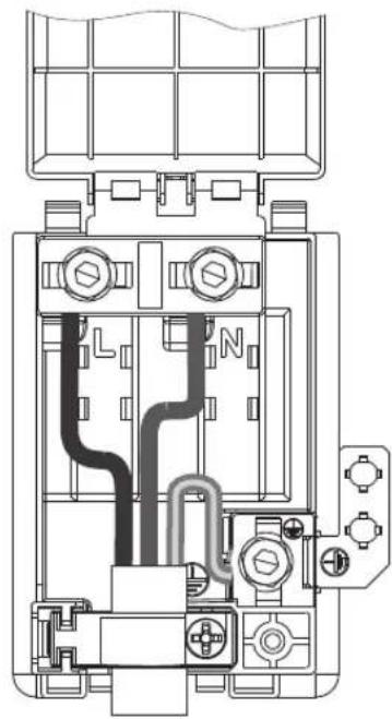 Technical line drawing of a mechanical or electrical component.