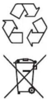 Two symbolic diagrams: one showing a recycling symbol above it, and another with a trash can crossed out.