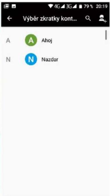 Výběr zkratky kont... A A Ahoj N N Nazdar