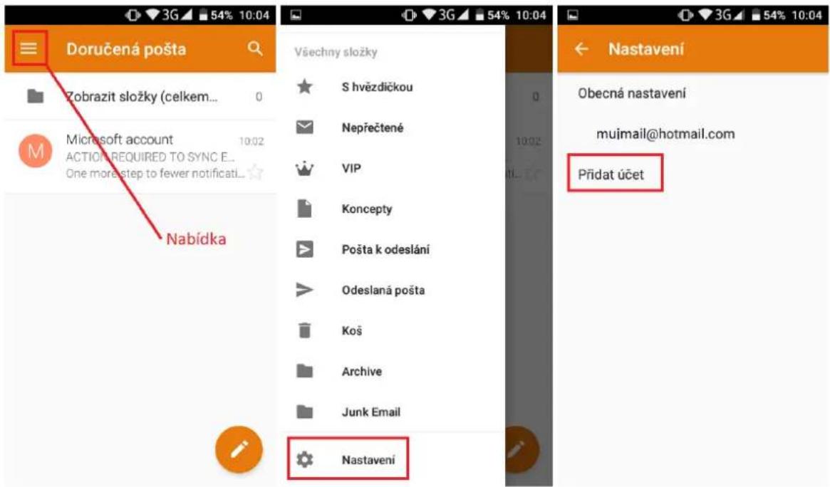 Doručená pošta Zobrazit složky (celkem... Microsoft account 10:02 ACTION REQUIRED TO SYNC E... One more step to fewer notificati... Nabídka Všechny složky S hvězdičkou Nepřečtené VIP Koncepty Pošta k odeslání Odeslaná pošta Koš Archive Junk Email Nastavení ← Nastavení Obecná nastavení mujmail@hotmail.com Přidat účet