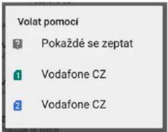 Volat pomocí ? Pokazdé se zeptat 1 Vodafone CZ 2 Vodafone CZ