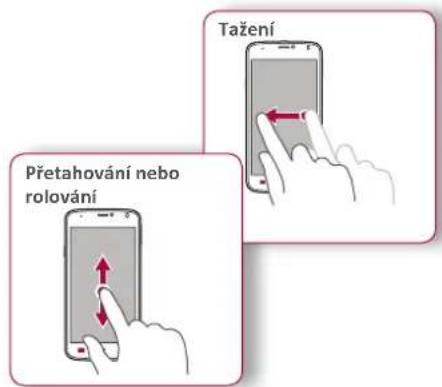 Přetahování nebo rolování Tažení