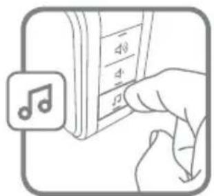 Illustration showing a hand pressing down on a musical note with music symbol icon