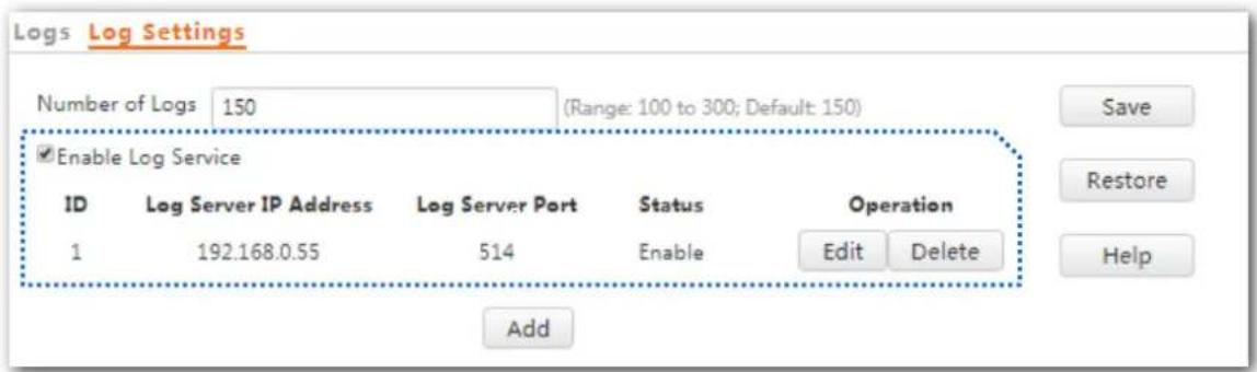 Tenda W9 - Procedure for adding a log server - 3