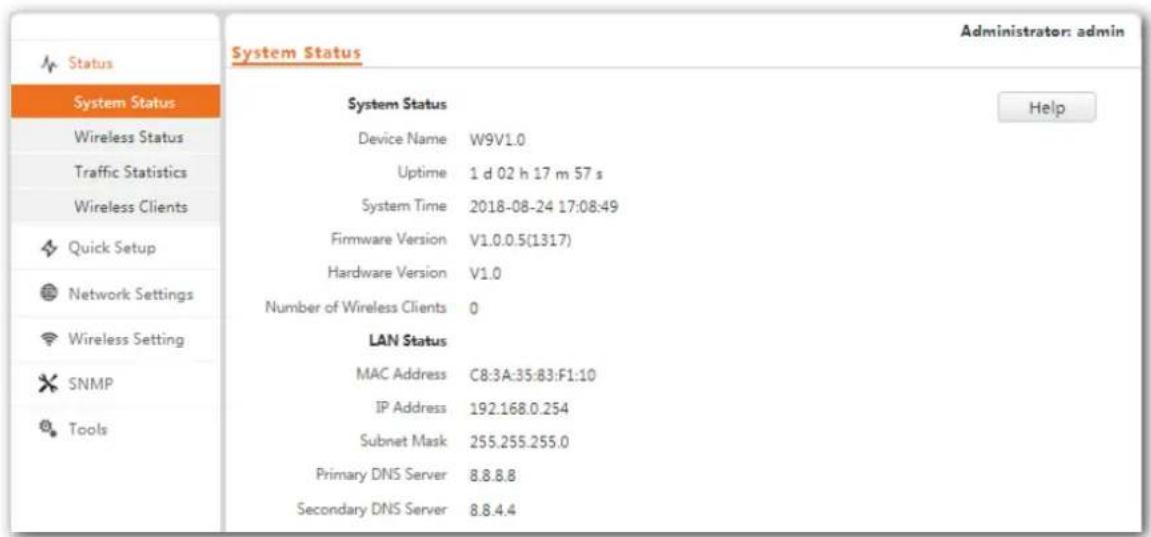 Tenda W9 - System Status - 1