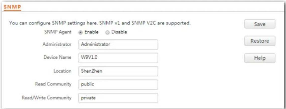 Tenda W9 - Conguring the SNMP Funcon - 1