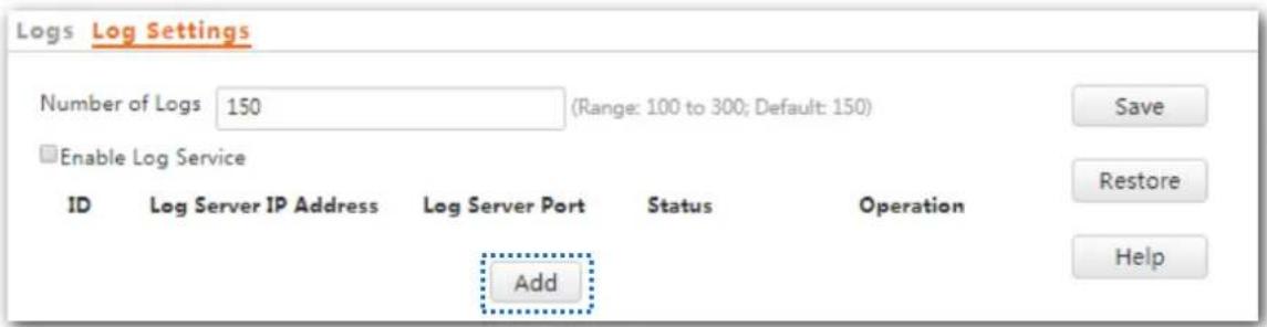 Tenda W9 - Procedure for adding a log server - 1