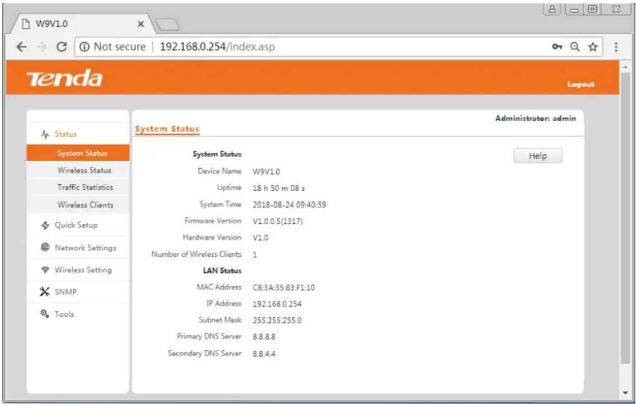 Tenda W9 - Logging in to the Web UI of the AP - 4