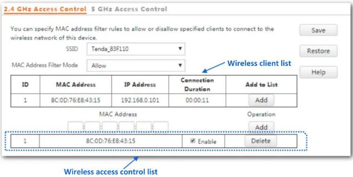Tenda W9 - Conguring Access Control - 2