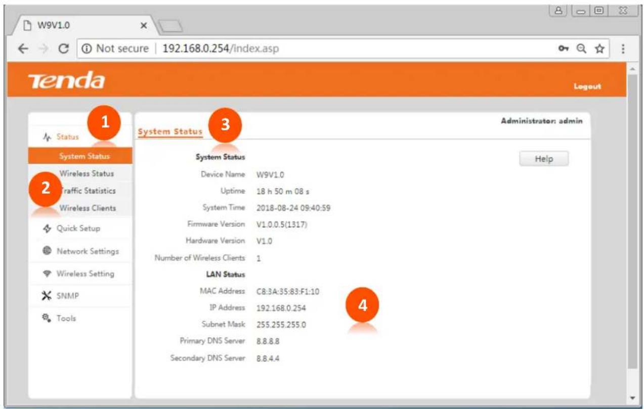 Tenda W9 - Web UI Layout - 1