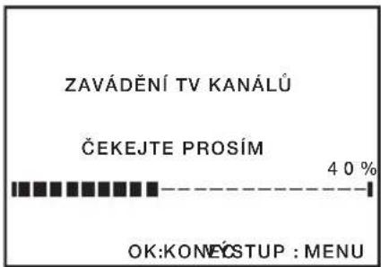 ZAVÁDĚNÍ TV KANÁLŮ ČEKEJTE PROSÍM 40 % OK:KONECSTUP : MENU