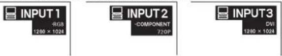 INPUT 1 -RGB 1200 × 1024 INPUT 2 -COMPONENT 720P INPUT 3 DV1 1200 × 1024