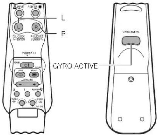 INPUT PONTER L R C-CLICK / -ENTER R-CLICK / UNDO * POWER 01 OK I COM LONG MENU VOLUME - + 3 4 ASIGN TEACH IF CH CE NO CH GYRO ACTIVE GYRO ACTIVE