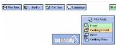 Fine Sync Audio Options Language Status PHJ Mode Front CeilingFront Rear CeilingRear HOLDENATION