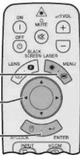 ON I MUTE OFF BLACK SCREEN LASER LENS MENU R/CAM ENTER INPUT R/COM