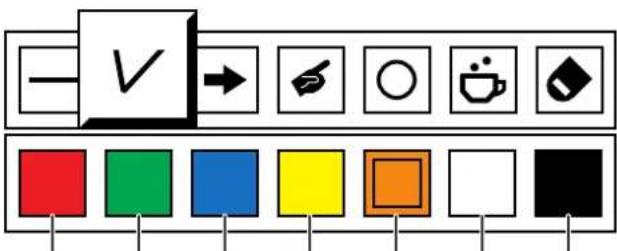 Diagram showing a sequence of colored square icons with checkmark and directional arrows, likely representing a UI or checklist.
