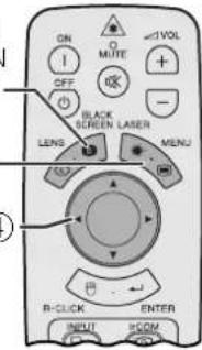ON I OFF BLACK SCREEN LASER LENS MENU R-CLICK ENTER INPUT HCOM
