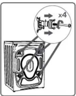 Technical diagram showing a device with labeled components and a magnified view of a mechanical assembly with 'x4' annotation.