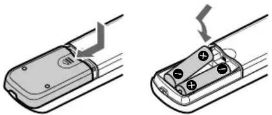 SONY STR-DA5ES - Inserting batteries into the remote - 1