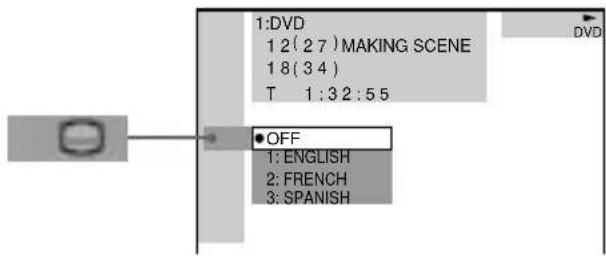 SONY AVD-K800P - Press ↑/↓ to select (SUBTITLE), then press ENTER. - 1