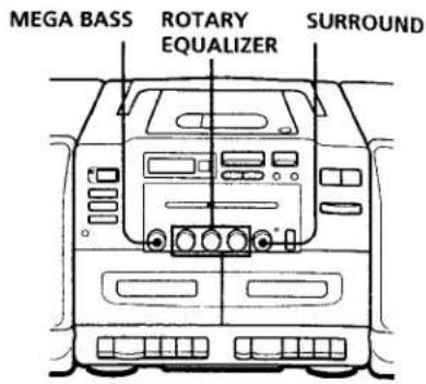 SONY CFD-555 - Adjusting the audio emphasis (MEGA BASS/ROTARY EQUALIZER/SURROUND) - 1