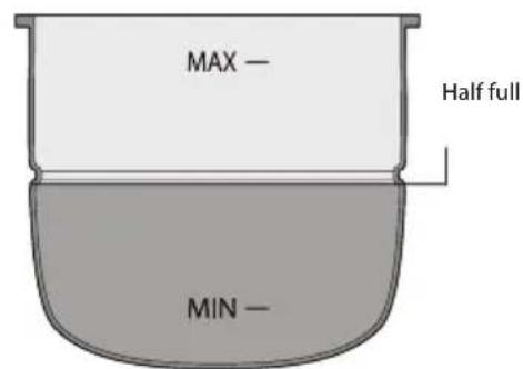 MAX — Half full MIN —