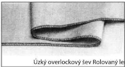 Úzký overlockový šev Rolovaný le